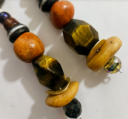 Earth Tone Mixed Media Shoulder Dusters Exotic Wild Gemstone & Co