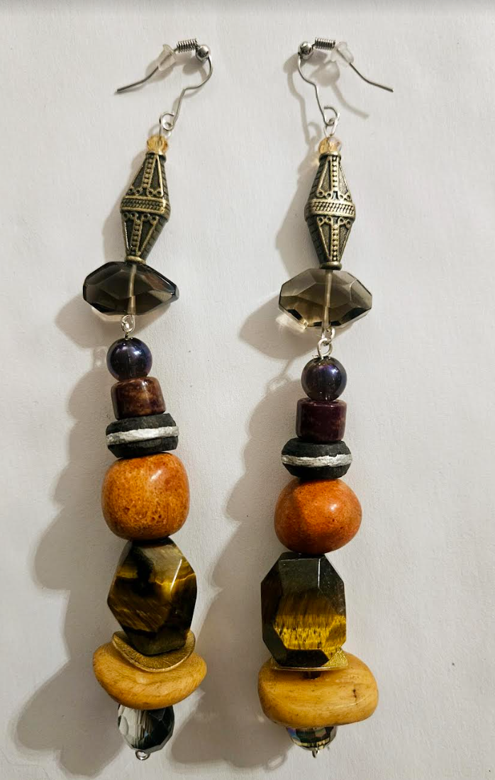 Earth Tone Mixed Media Shoulder Dusters Exotic Wild Gemstone & Co