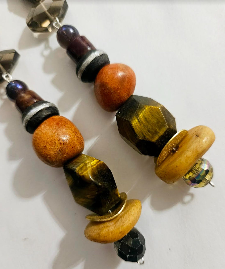 Earth Tone Mixed Media Shoulder Dusters Exotic Wild Gemstone & Co