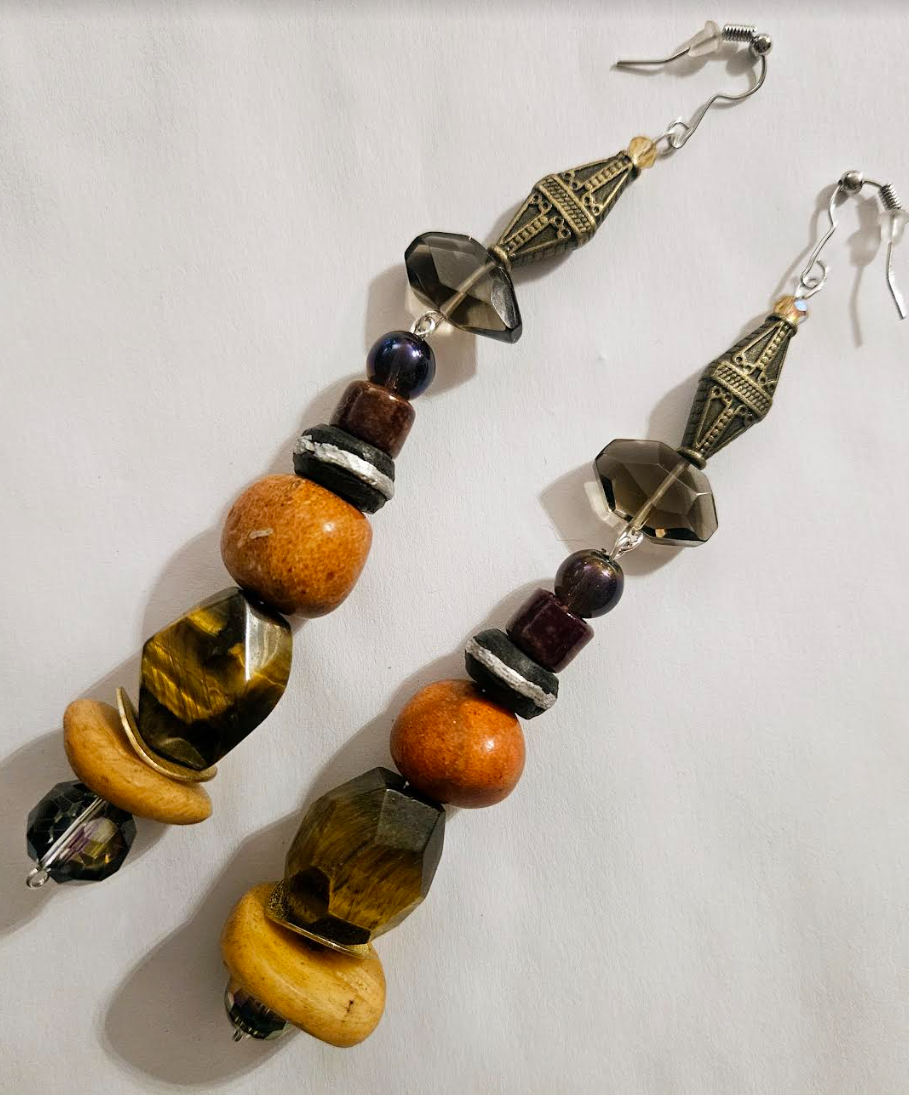 Earth Tone Mixed Media Shoulder Dusters Exotic Wild Gemstone & Co