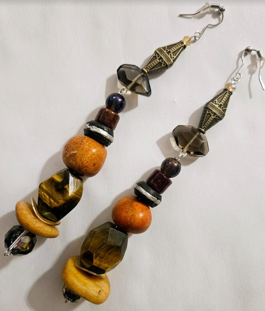 Earth Tone Mixed Media Shoulder Dusters Exotic Wild Gemstone & Co