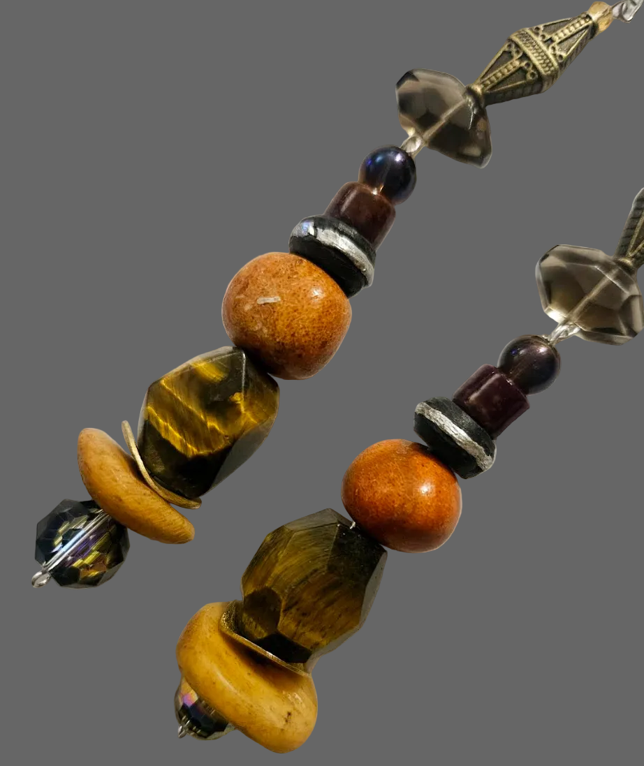 Earth Tone Mixed Media Shoulder Dusters Exotic Wild Gemstone & Co
