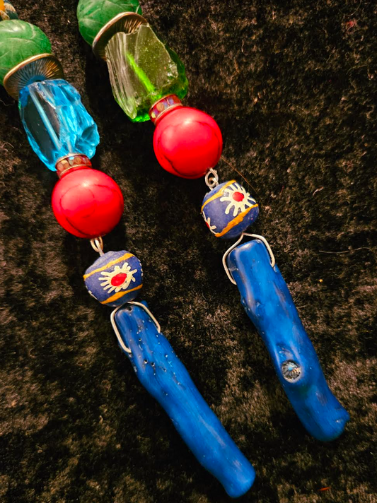 Colorful Mixed Media Shoulder Dusters Blue Branch Coral Extra Lon
