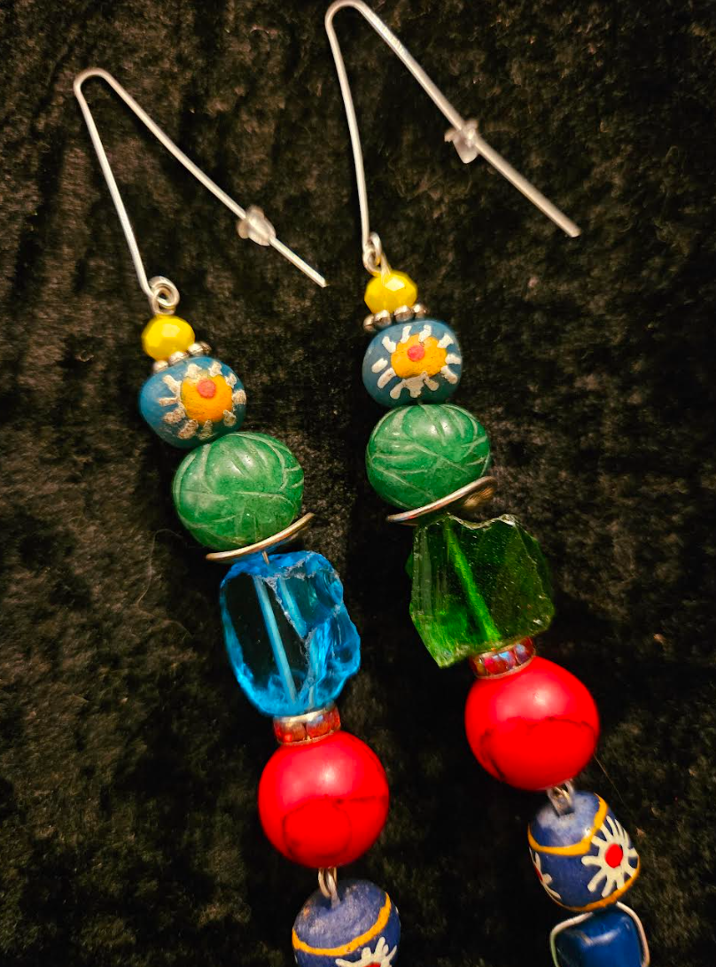 Colorful Mixed Media Shoulder Dusters Blue Branch Coral Extra Lon