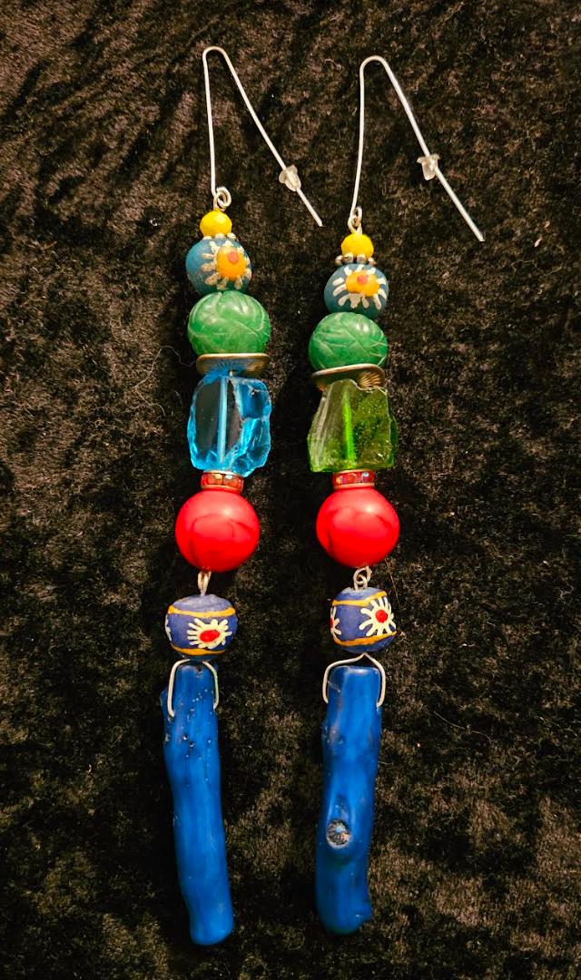 Colorful Mixed Media Shoulder Dusters Blue Branch Coral Extra Lon