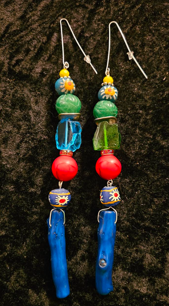 Colorful Mixed Media Shoulder Dusters Blue Branch Coral Extra Lon