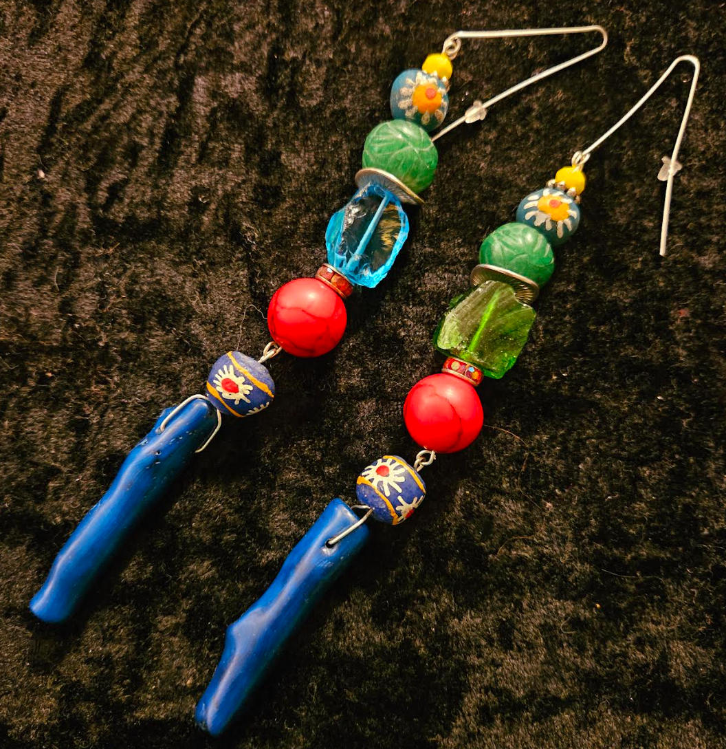 Colorful Mixed Media Shoulder Dusters Blue Branch Coral Extra Lon