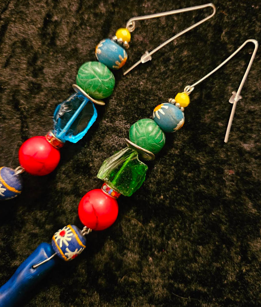 Colorful Mixed Media Shoulder Dusters Blue Branch Coral Extra Lon