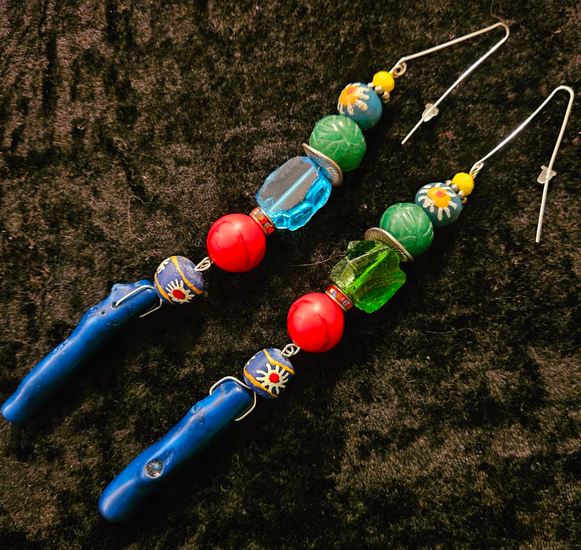 Colorful Mixed Media Shoulder Dusters Blue Branch Coral Extra Lon
