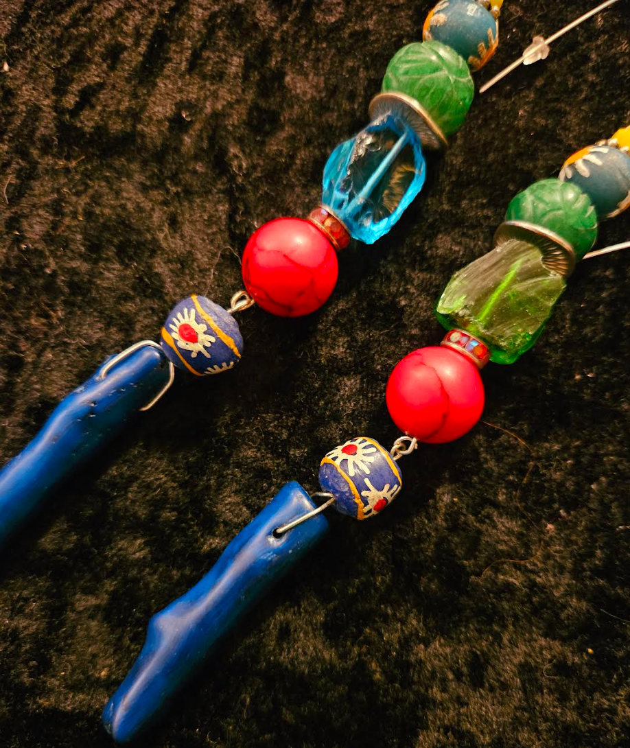 Colorful Mixed Media Shoulder Dusters Blue Branch Coral Extra Lon