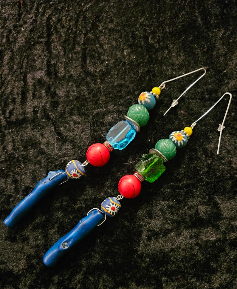Colorful Mixed Media Shoulder Dusters Blue Branch Coral Extra Lon