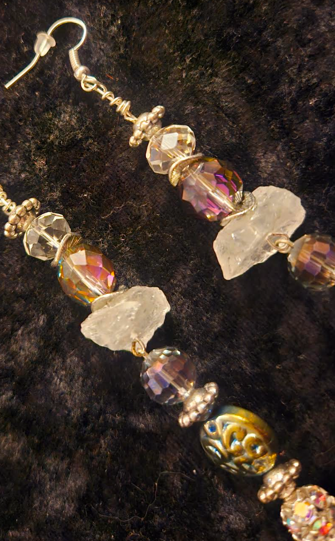 Blue Silver & White Gemstone Crystal Shoulder Dusters Sapphire an