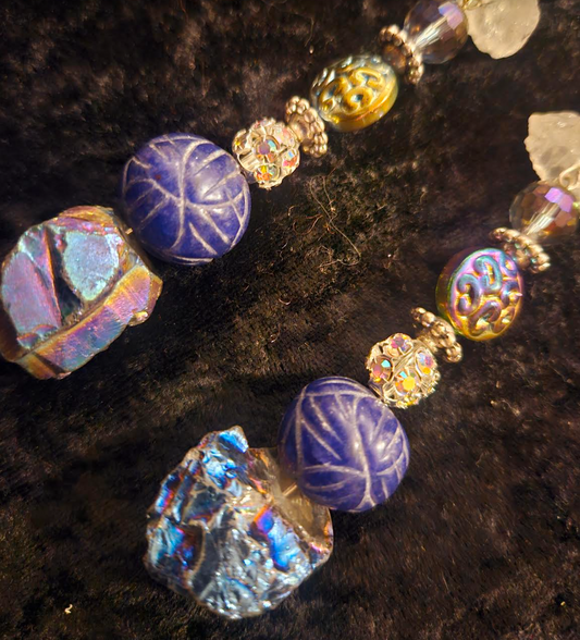 Blue Silver & White Gemstone Crystal Shoulder Dusters Sapphire an