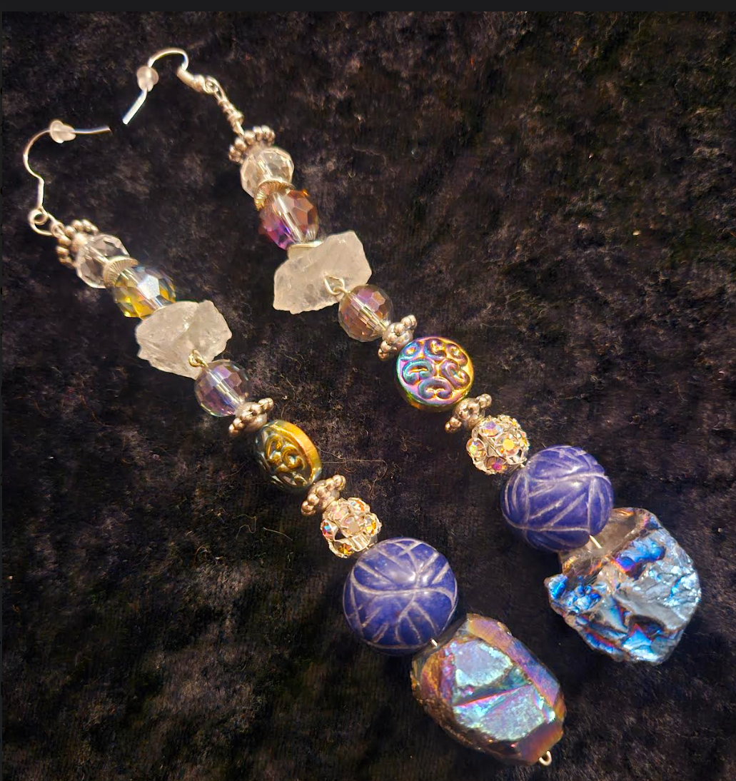 Blue Silver & White Gemstone Crystal Shoulder Dusters Sapphire an