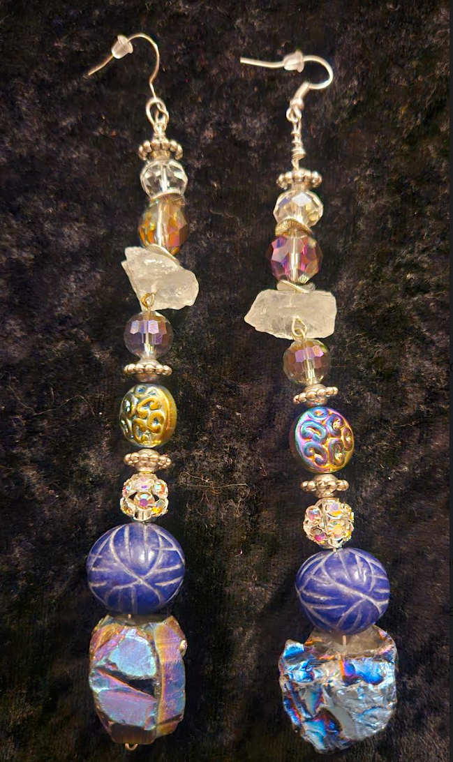 Blue Silver & White Gemstone Crystal Shoulder Dusters Sapphire an