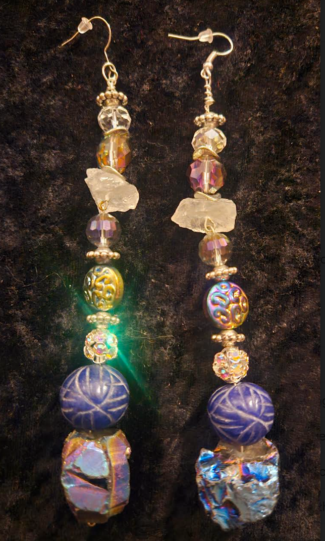 Blue Silver & White Gemstone Crystal Shoulder Dusters Sapphire an