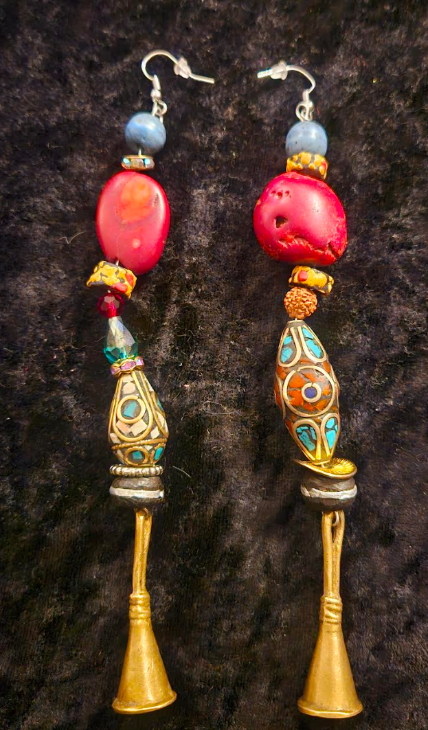 Tibetan & African Mixed Media Tribal Shoulder Dusters Colorful Et