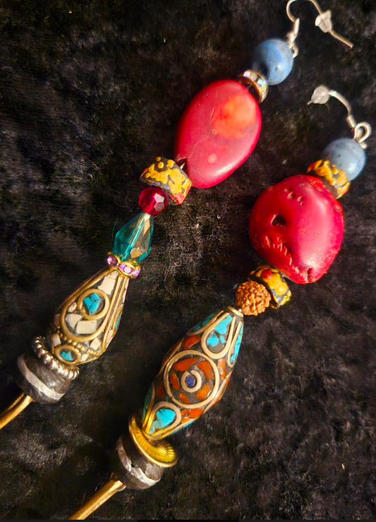 Tibetan & African Mixed Media Tribal Shoulder Dusters Colorful Et