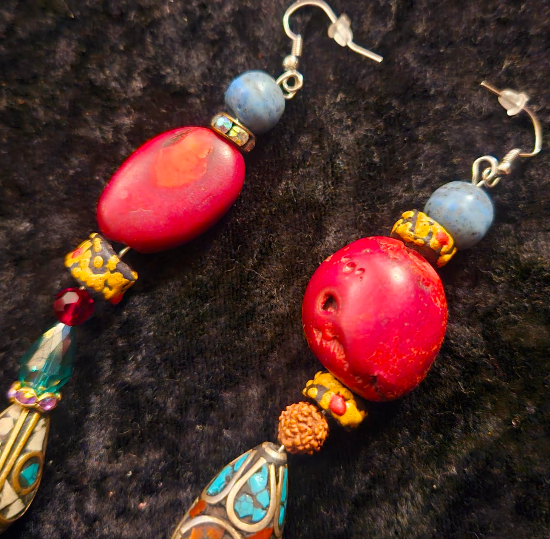 Tibetan & African Mixed Media Tribal Shoulder Dusters Colorful Et