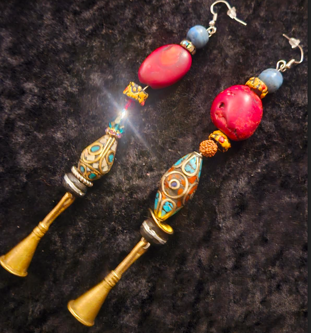 Tibetan & African Mixed Media Tribal Shoulder Dusters Colorful Et
