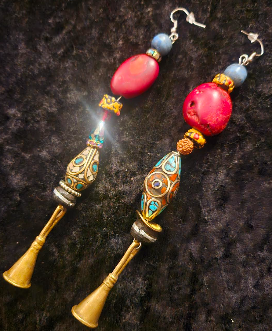 Tibetan & African Mixed Media Tribal Shoulder Dusters Colorful Et