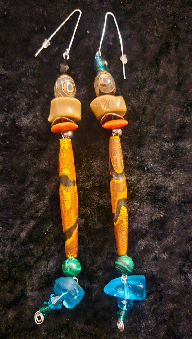 Exotic & Wild Animal Print Wood and Gemstone Shoulder Dusters Afr