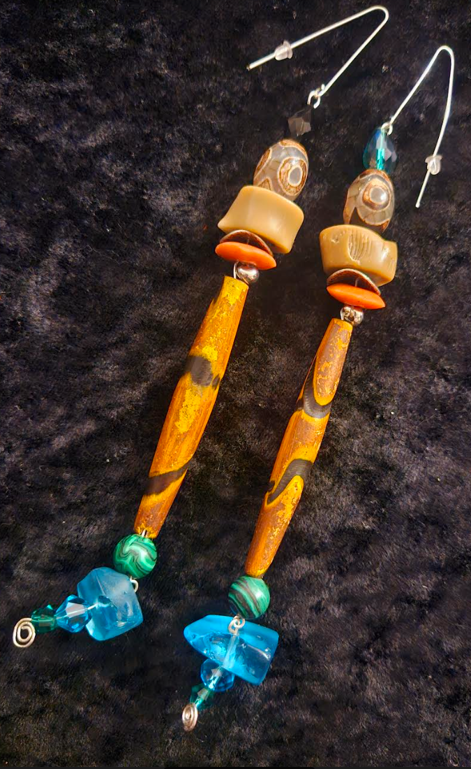 Exotic & Wild Animal Print Wood and Gemstone Shoulder Dusters Afr