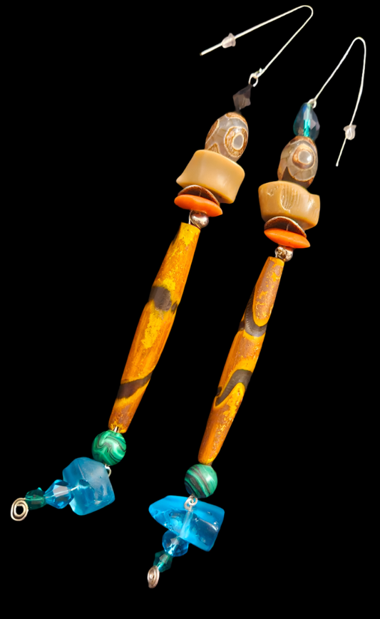 Exotic & Wild Animal Print Wood and Gemstone Shoulder Dusters