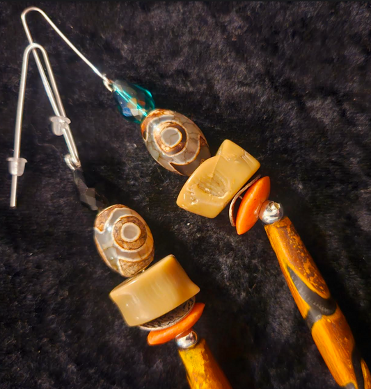 Exotic & Wild Animal Print Wood and Gemstone Shoulder Dusters Afr