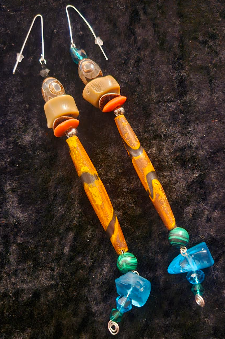 Exotic & Wild Animal Print Wood and Gemstone Shoulder Dusters Afr