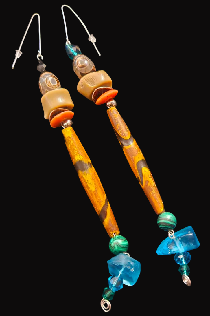 Exotic & Wild Animal Print Wood and Gemstone Shoulder Dusters