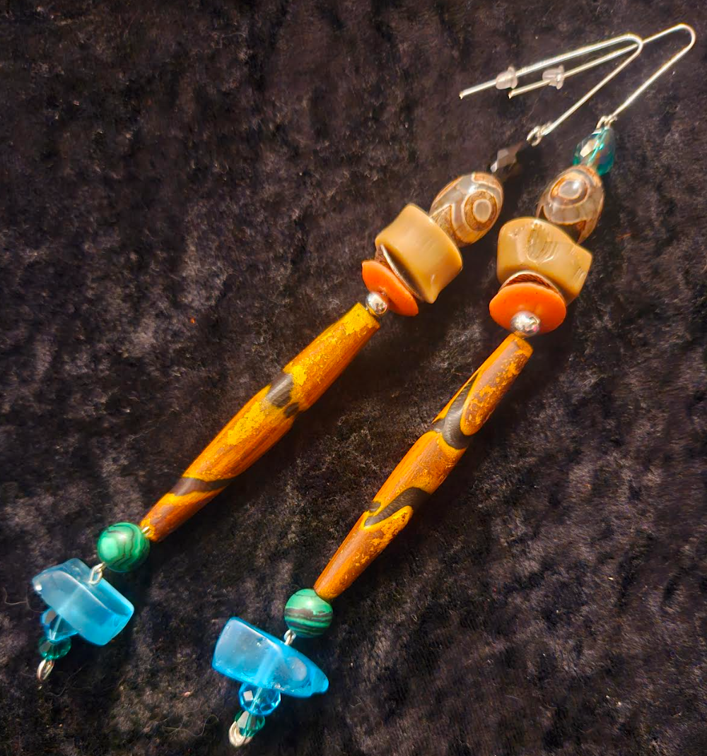 Exotic & Wild Animal Print Wood and Gemstone Shoulder Dusters Afr