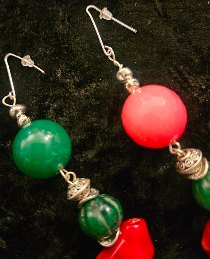 Funky Gemstone Ball Beaded Dangle Pierced Statement Earrings Bold &