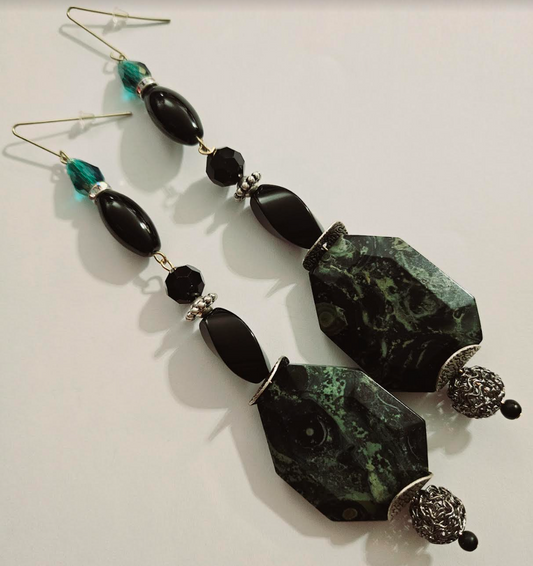 Kambaba Jasper & Black Polished Agate Shoulder Dusters Stone of P