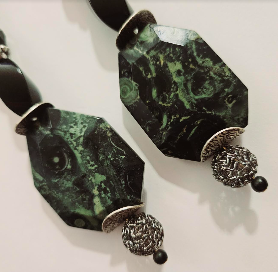 Kambaba Jasper & Black Polished Agate Shoulder Dusters Stone of P