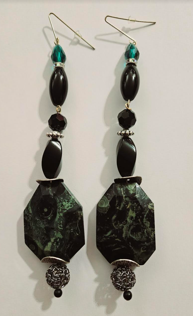 Kambaba Jasper & Black Polished Agate Shoulder Dusters Stone of P