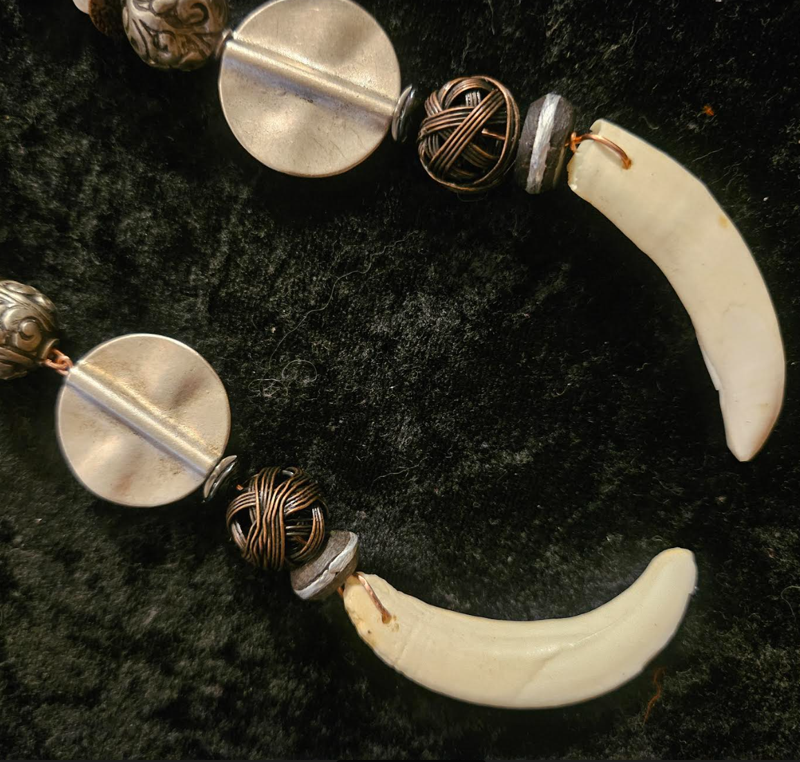Wild & Exotic Tusk Rocker Chic Shoulder Duster Statement Earrings Mi