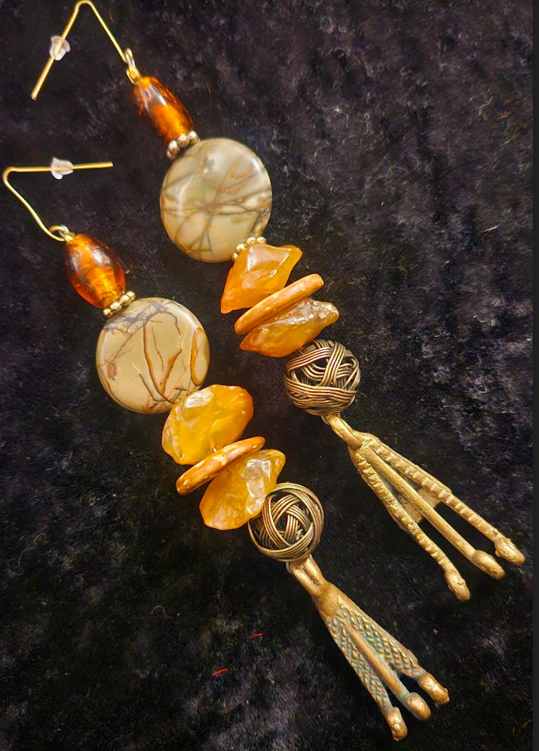 African Inspired Mixed Media Autumn Tribal Shoulder Dusters Haute