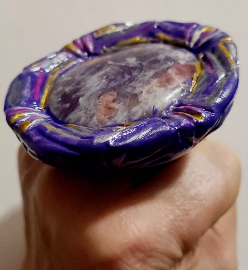 Purple Pink Gemstone Sculpted Statement Ring Drag Queen Finger Ca