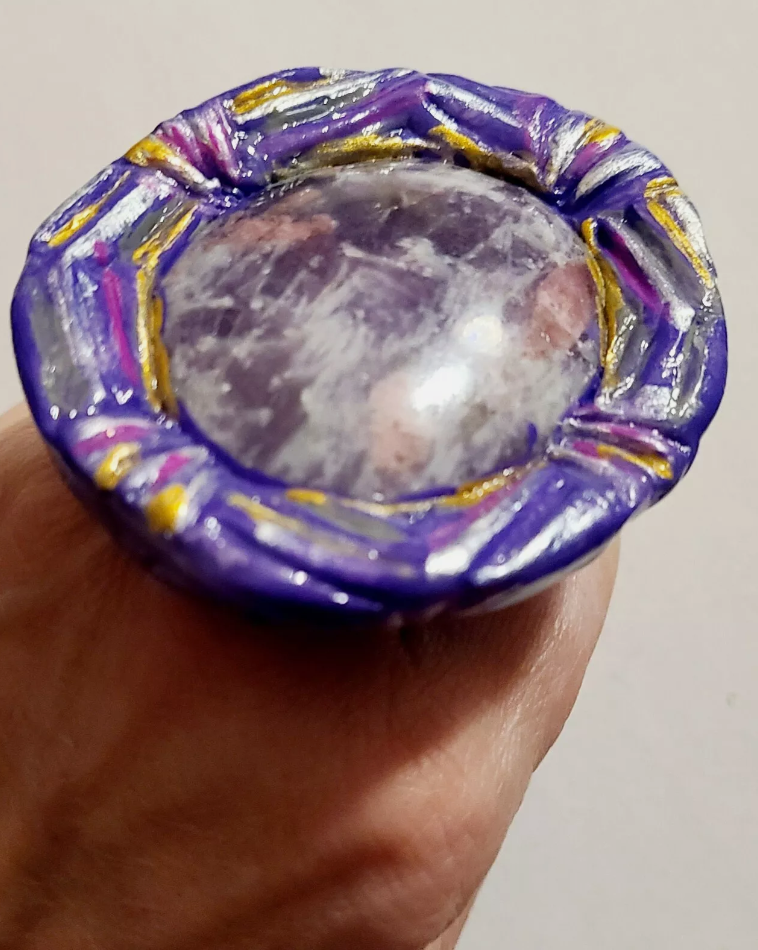 Purple Pink Gemstone Sculpted Statement Ring Drag Queen Finger Ca