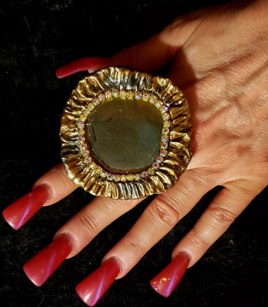 Apache Gold Oversized Sculpted Ruffle Statement Ring - Fools's Gold