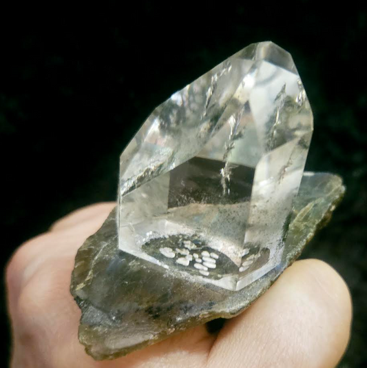 Quartz Point and Rough Labradorite Slab Adjustable Ring - Unisex