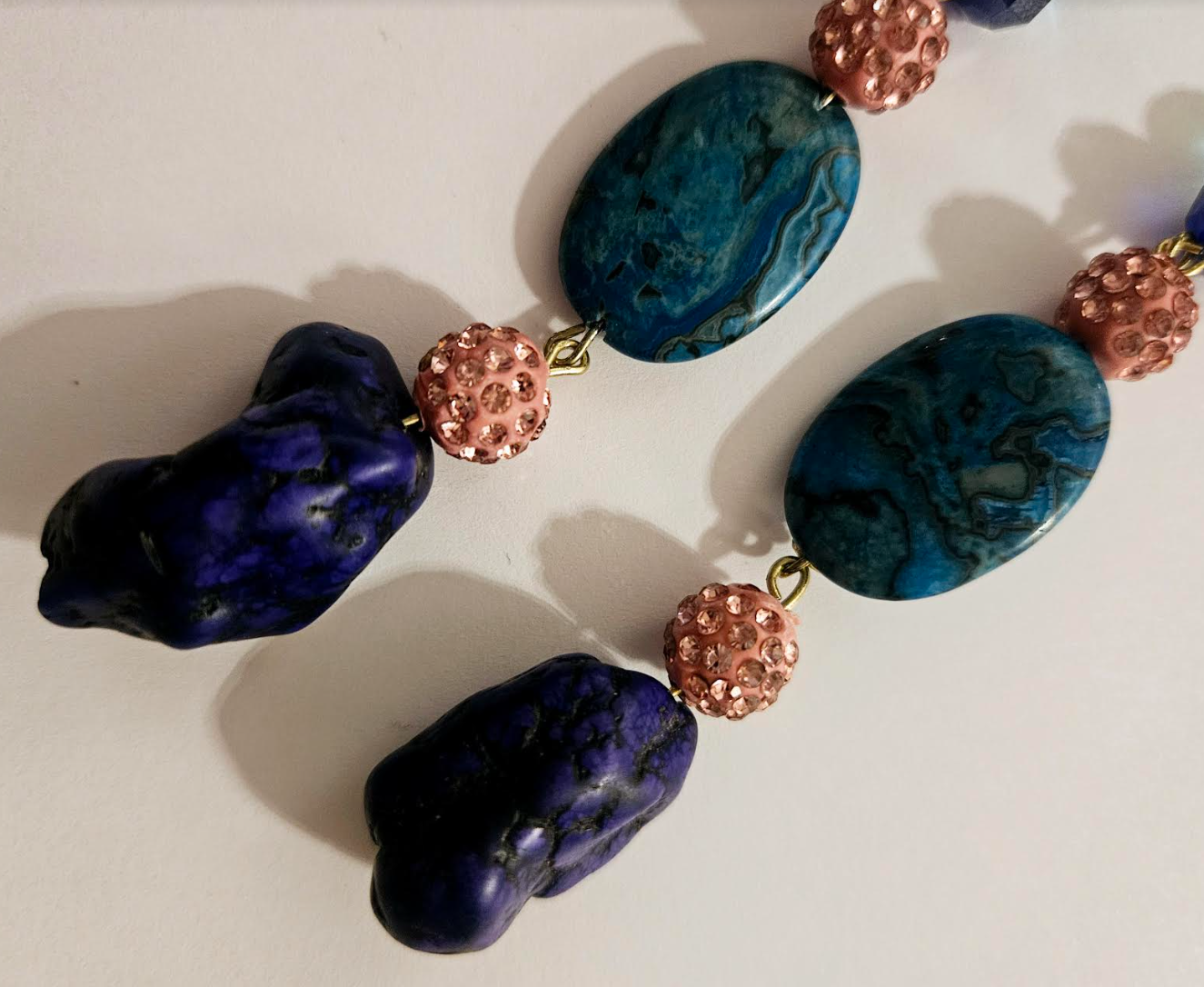 Jewel Tone Mixed Media Beaded Shoulder Duster Pierced Statement Earrin