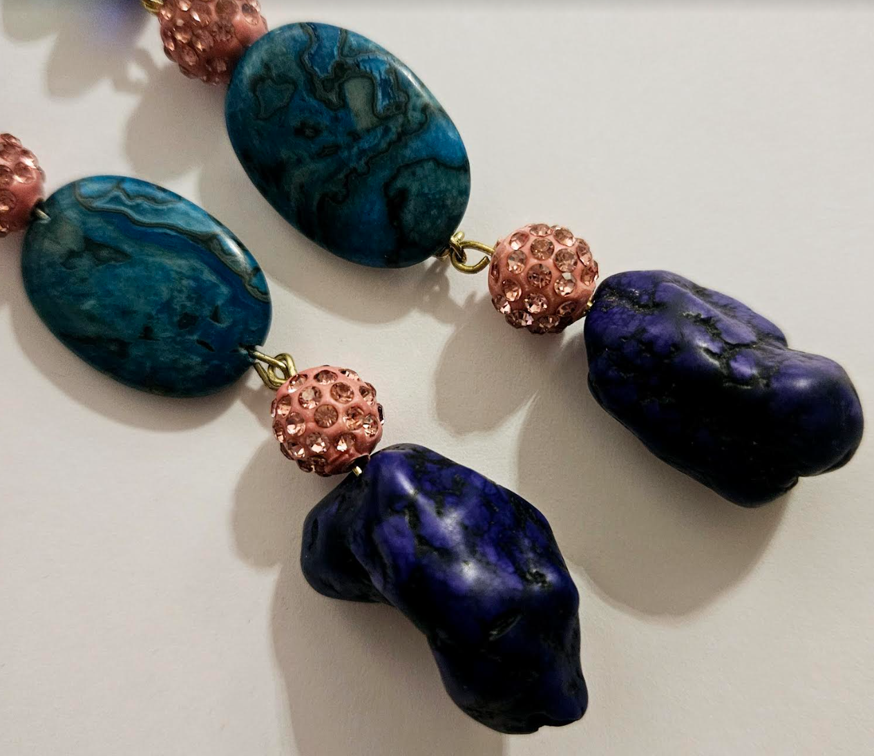 Jewel Tone Mixed Media Beaded Shoulder Duster Pierced Statement Earrin