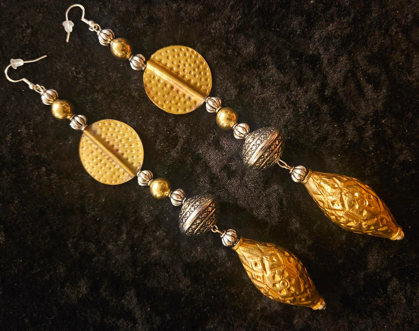 Exotic Gold and Silver Tone Shoulder Duster Belly Dancer Statement Ear