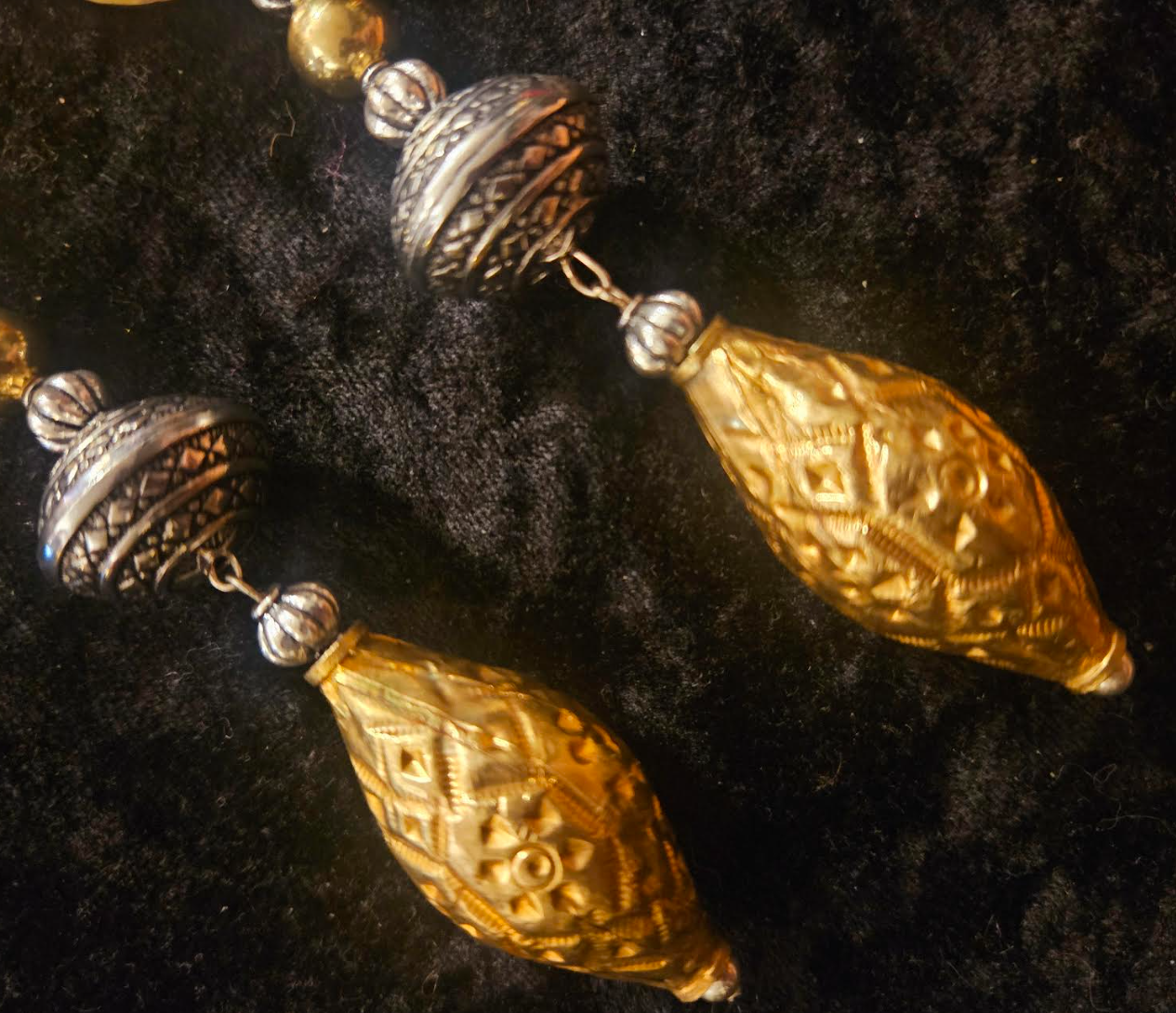 Exotic Gold and Silver Tone Shoulder Duster Belly Dancer Statement Ear
