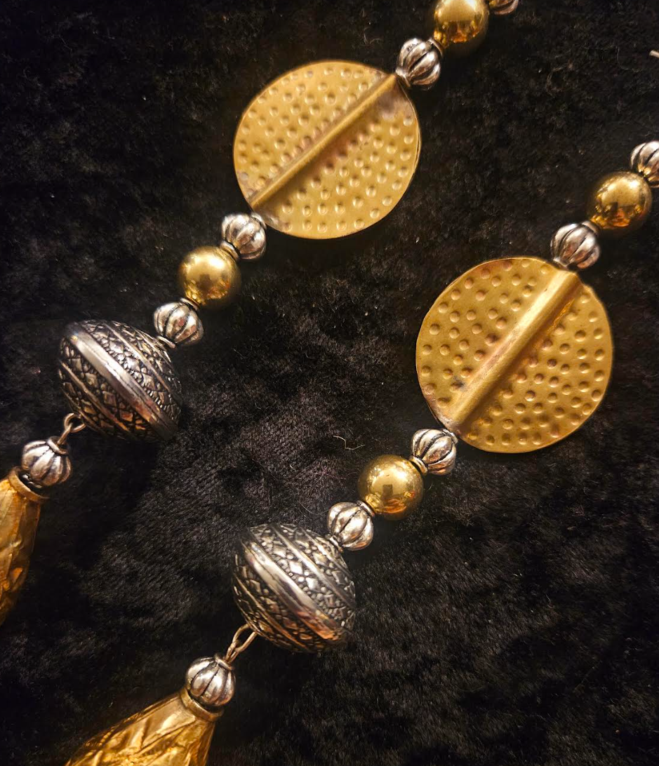 Exotic Gold and Silver Tone Shoulder Duster Belly Dancer Statement Ear