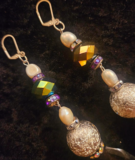 Fancy Smoky Quartz Shoulder Duster Pierced Statement Earrings Black