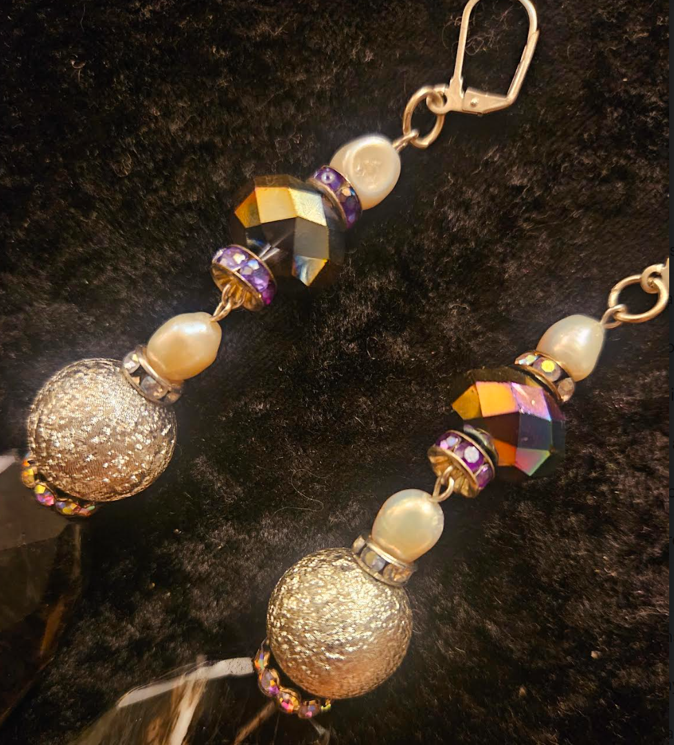 Fancy Smoky Quartz Shoulder Duster Pierced Statement Earrings Black