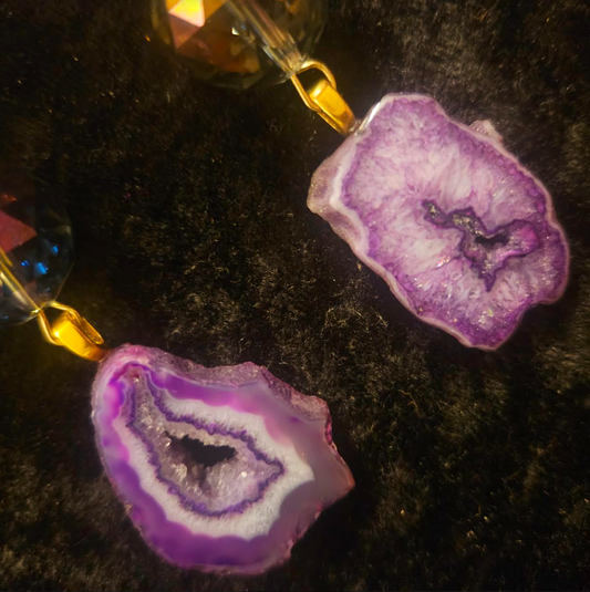 Purple Druzy Agate & Aurora Borealis Crystal Shoulder Dusters Dre